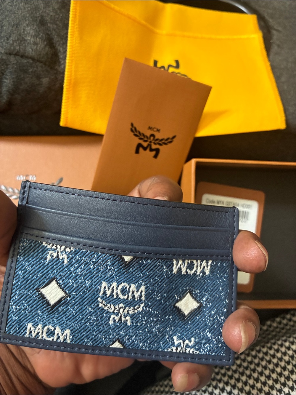 MCM Navy Blue Monogram Card Holder - Picture 4 of 8